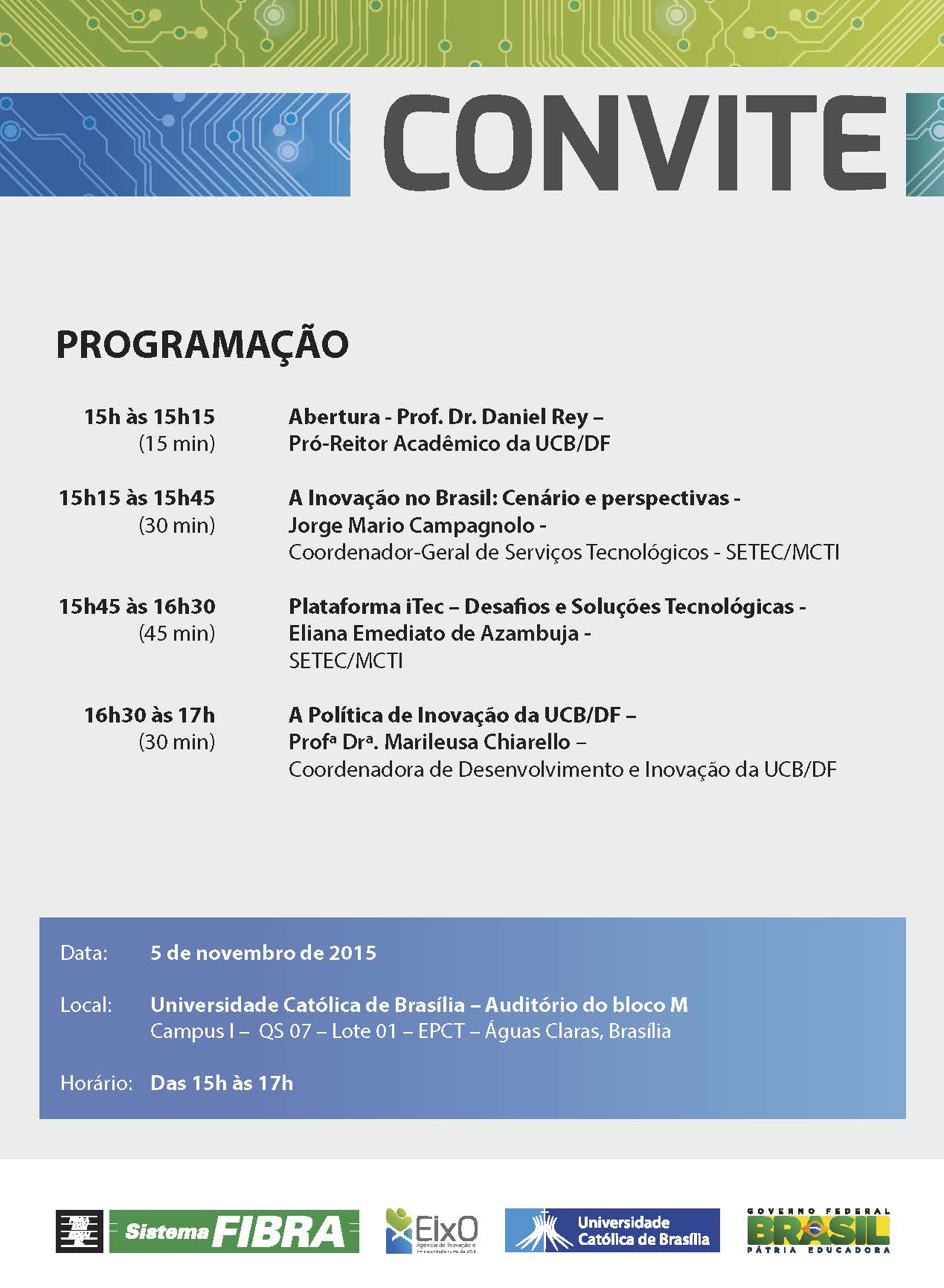 Programação convite eixo novembro